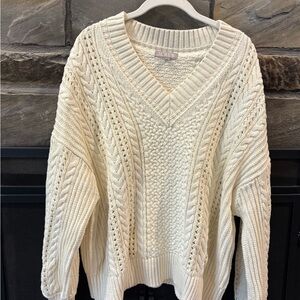 J. Crew Women's Ivory V-Neck Sweater